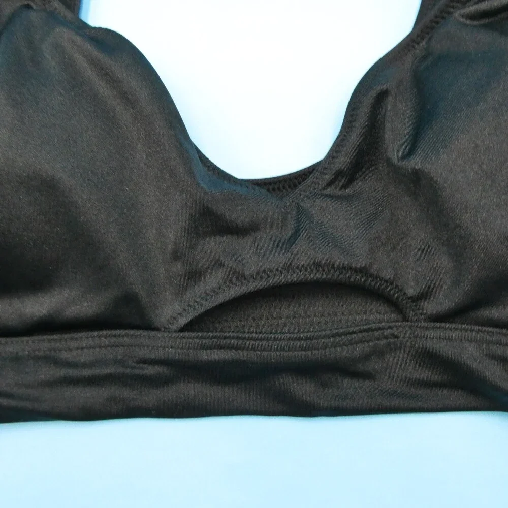 Victorias Secret Large Black Unlined Pullover Peek A Boo Bikini Top Swimwear New